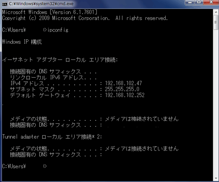 ipconfig実際例